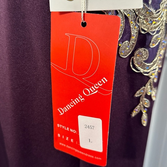 Dancing Queen Purple and Gold Embellished Halter Gown - Picture 14 of 16